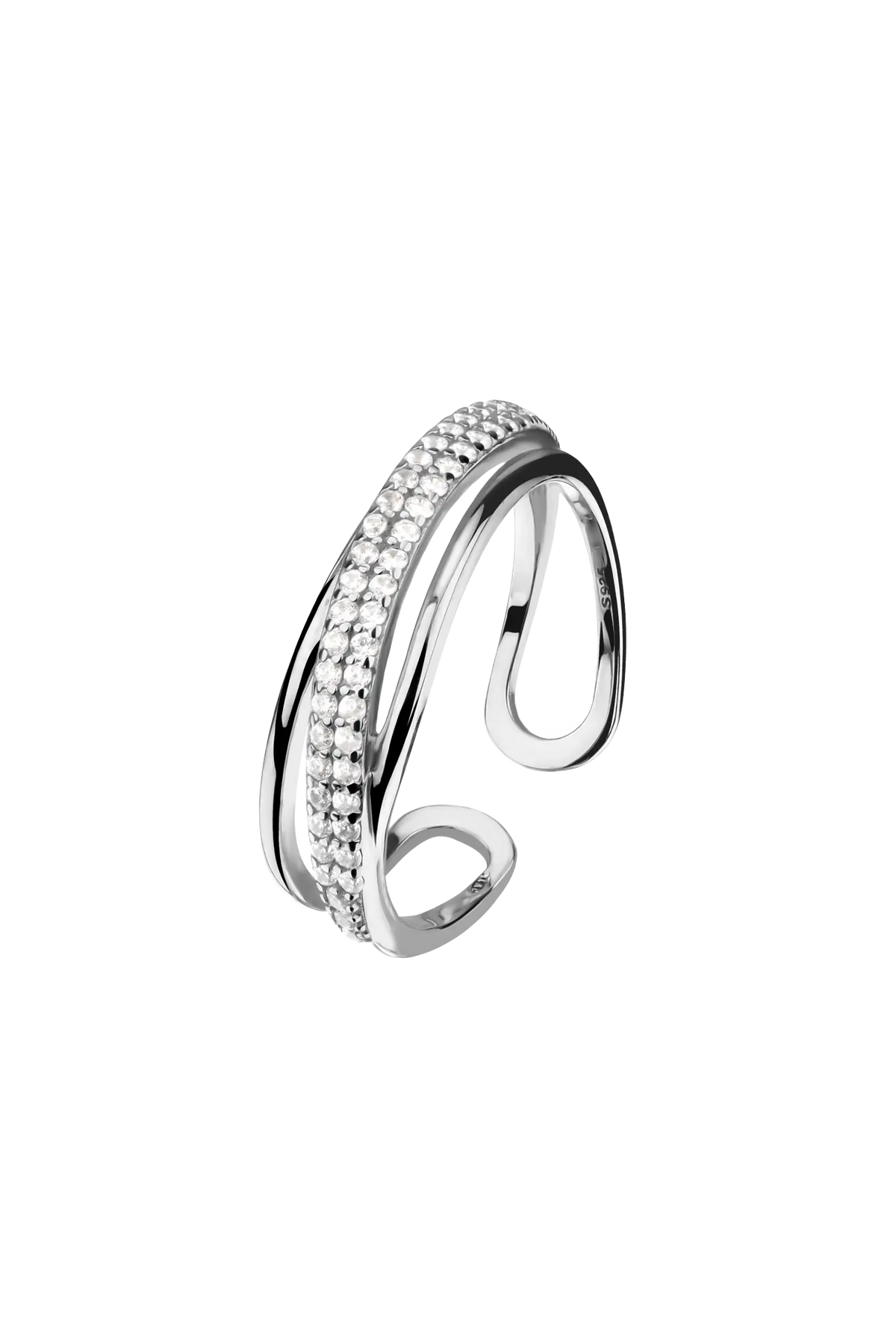 Inel Wrapped din Argint Placat si Cristale | Lisa&Co.